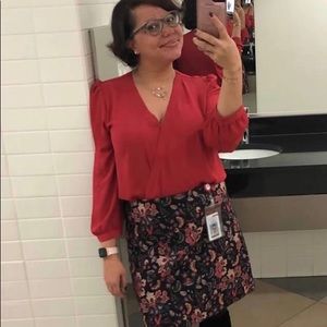 Loft Embroidered A-line skirt